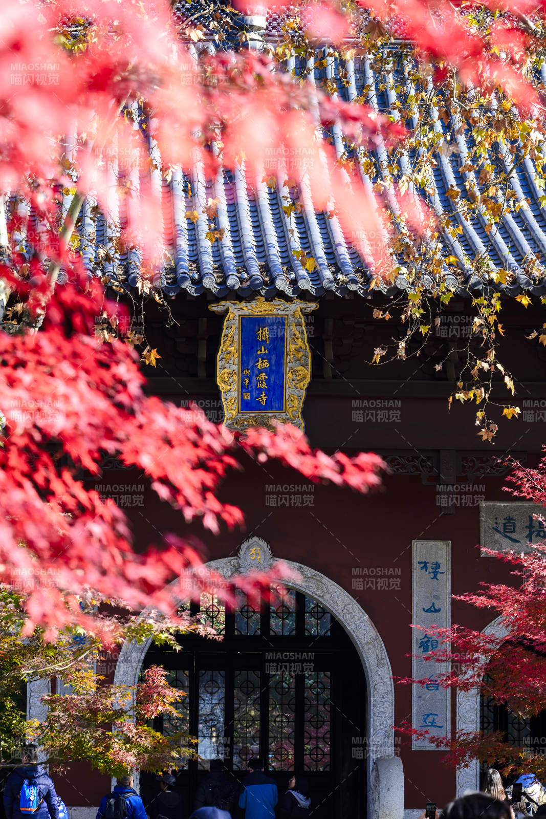 南京栖霞山秋色映古寺图片