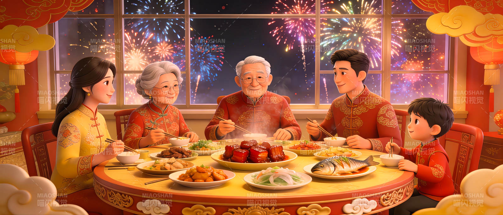 团圆年夜饭图片