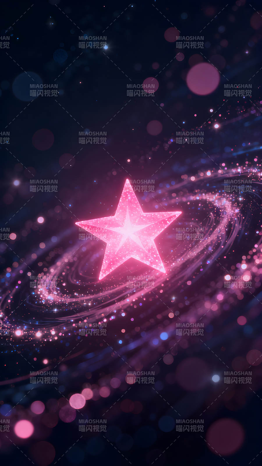 星光璀璨粉色星空景象图片