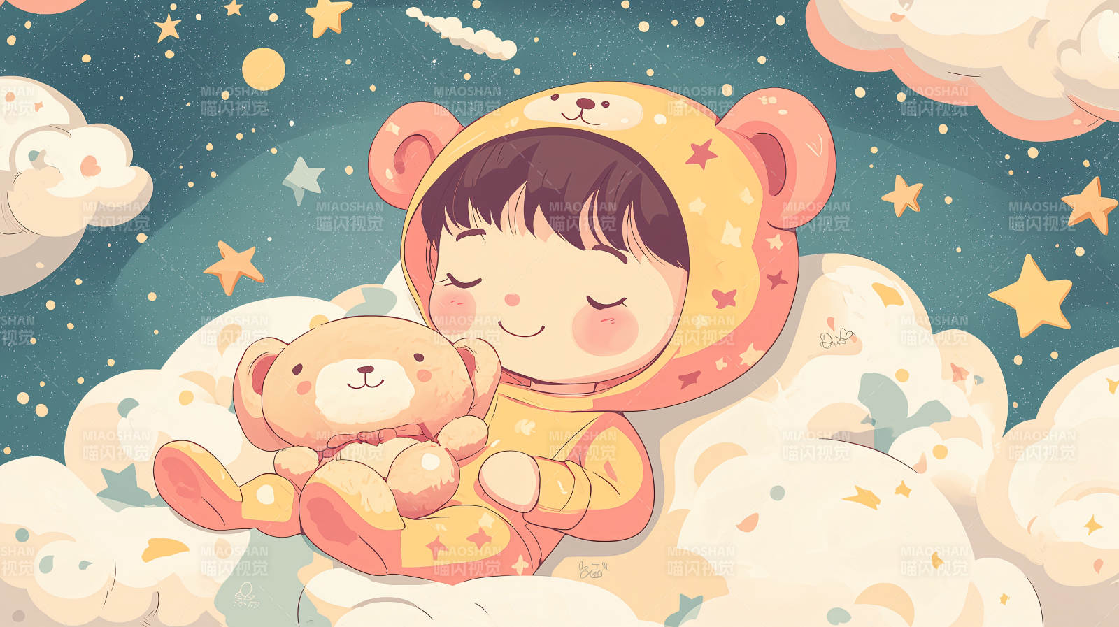 云上甜梦小熊图片