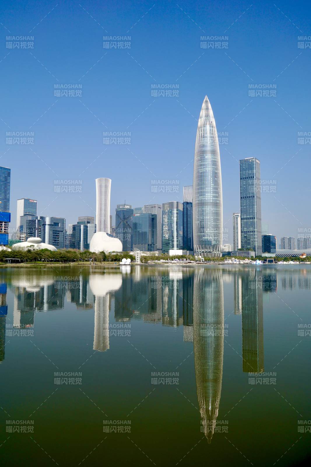 城市天际线倒影（深圳春笋大厦）图片