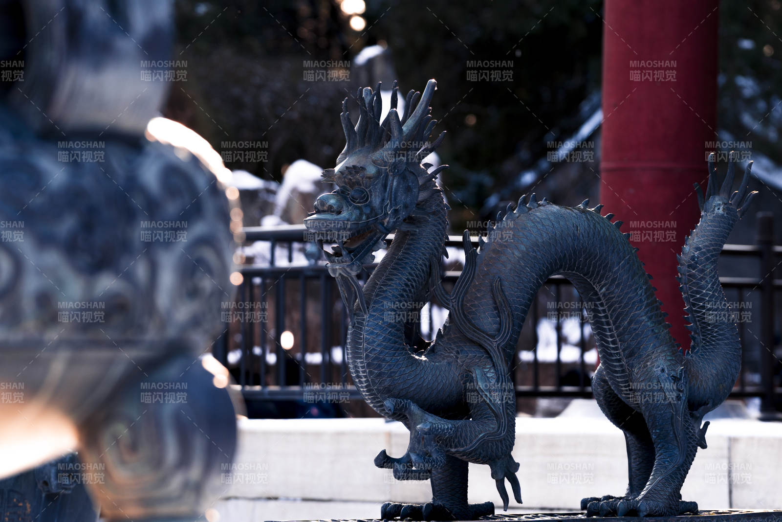 颐和园仁寿殿龙形雕塑静立庭院图片