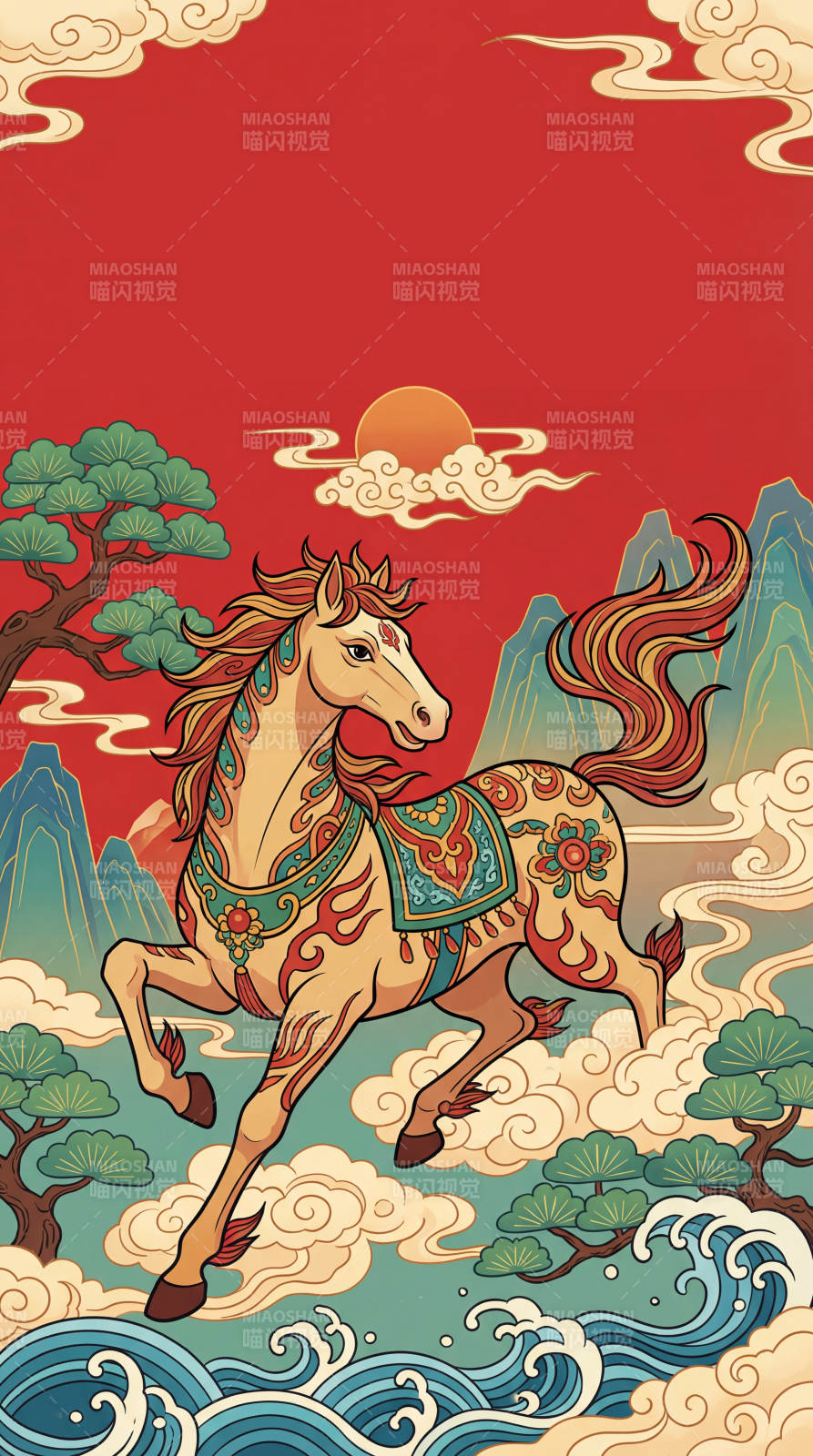 祥云骏马图图片