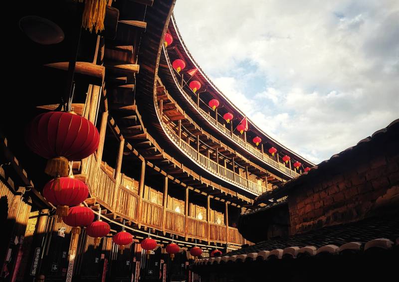 福建永定客家土楼—承启楼内部建筑结构图片