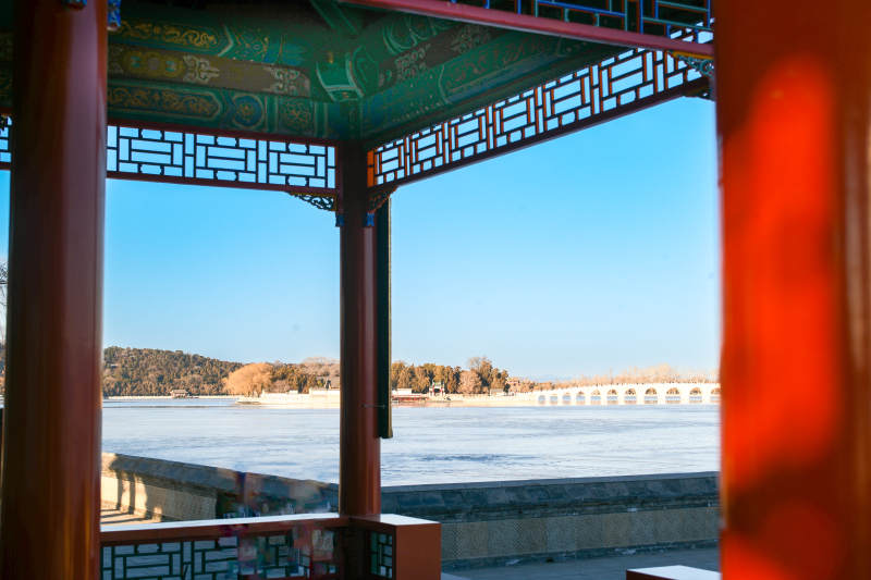 颐和园亭望湖光山色图片