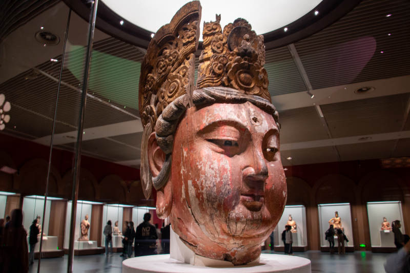 国家博物馆木雕佛首雕像展图片