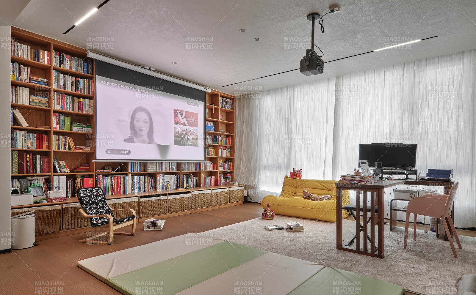 现代书房客厅一体图片