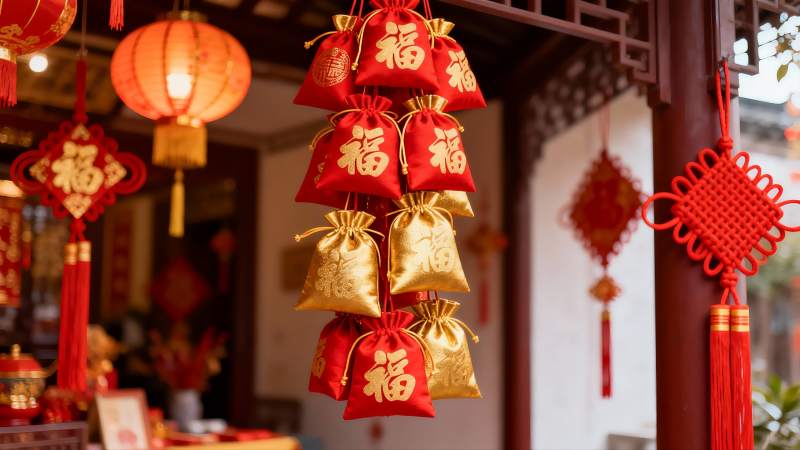 春节装饰挂饰特写图片