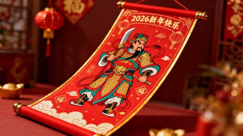 新年挂轴武将图寓意吉祥图片