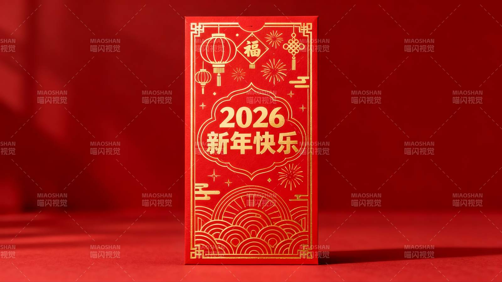 红色新年红包设计展示图片