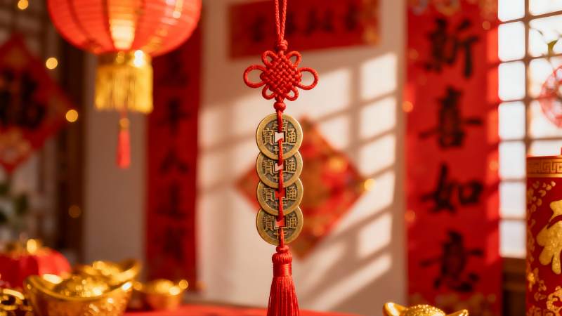 春节装饰挂件与红灯笼图片