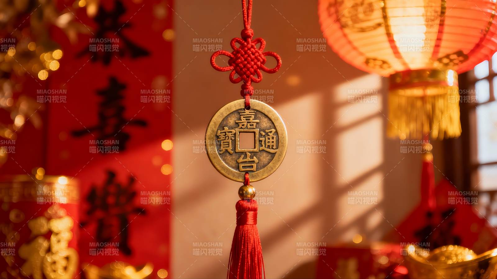 春节装饰挂件特写图片