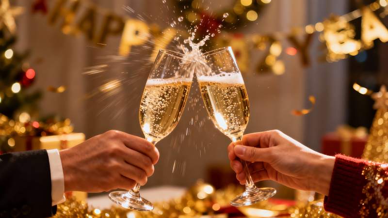 新年庆祝碰杯香槟图片
