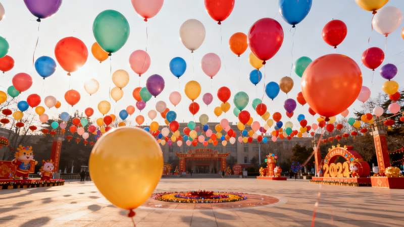 节日广场气球装饰热闹非凡图片