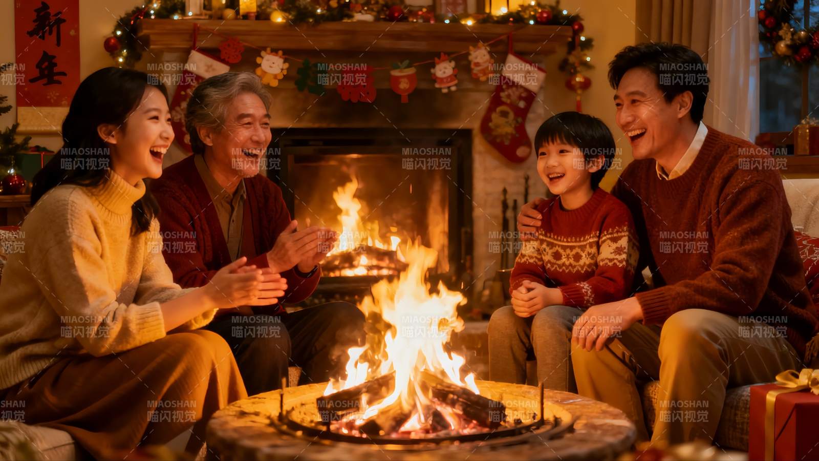 家庭围炉欢聚迎新年图片