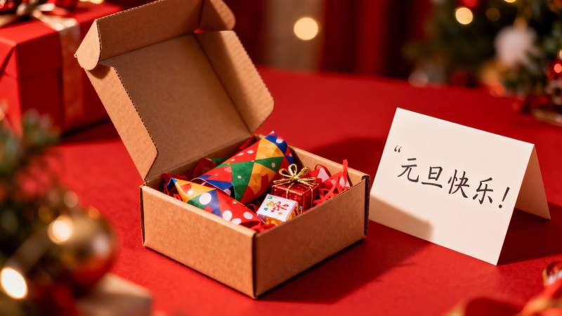 元旦礼盒开箱节日祝福图片