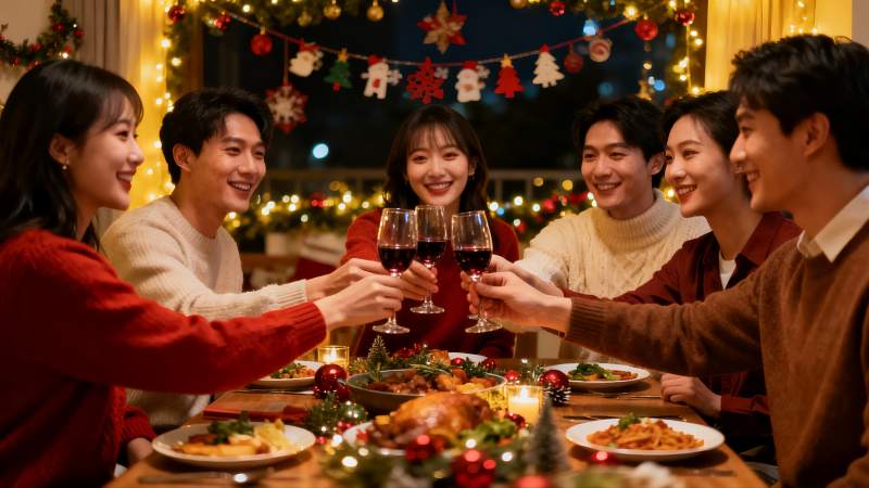 圣诞聚餐欢庆时刻图片
