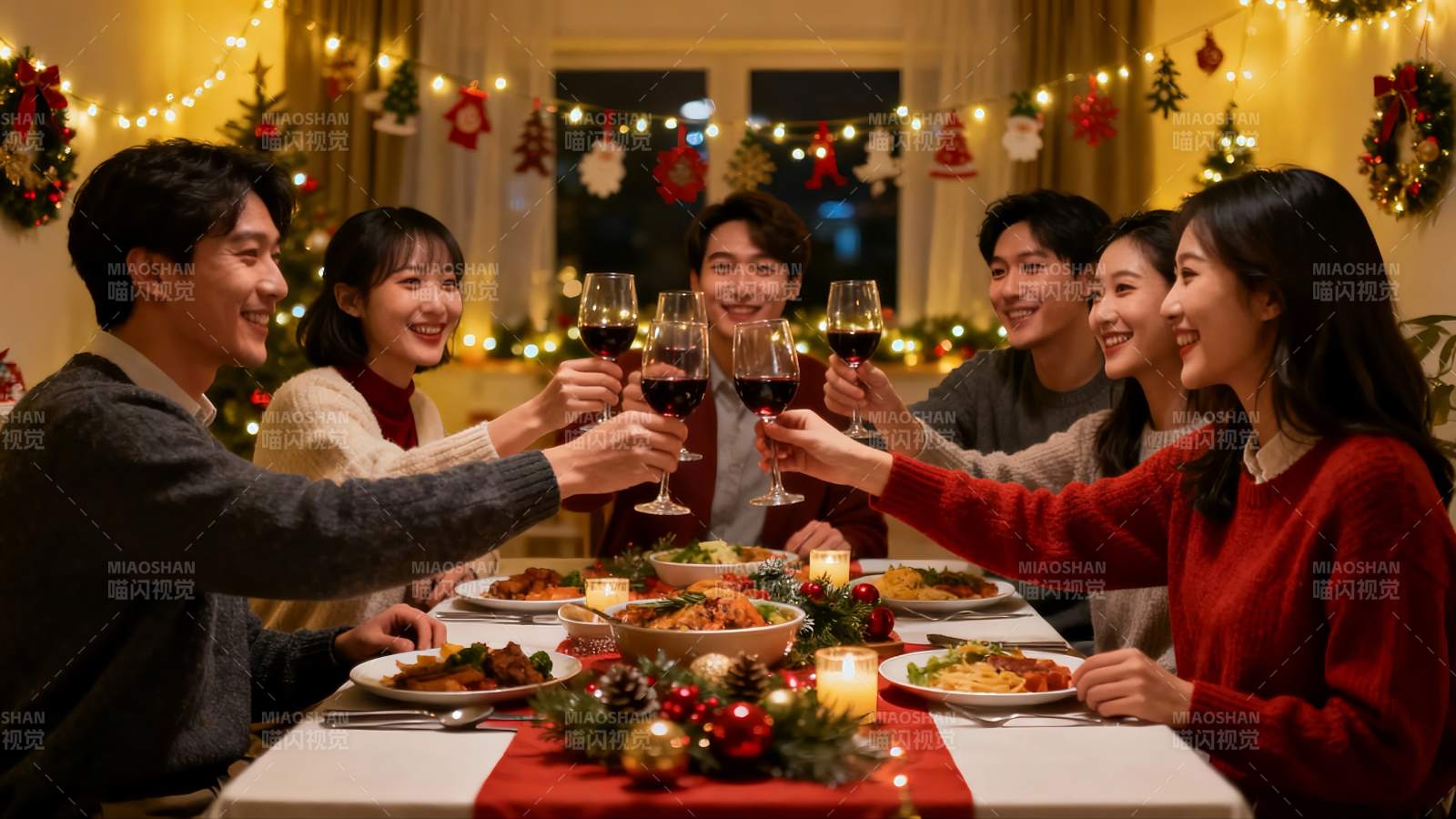 圣诞聚餐欢庆时刻图片