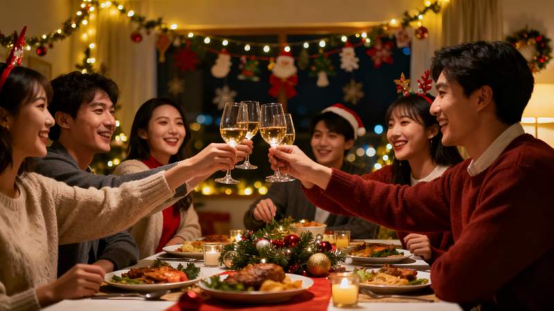 圣诞聚餐欢庆时刻图片