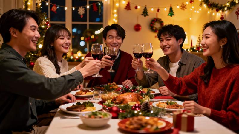 圣诞聚餐欢庆时刻图片