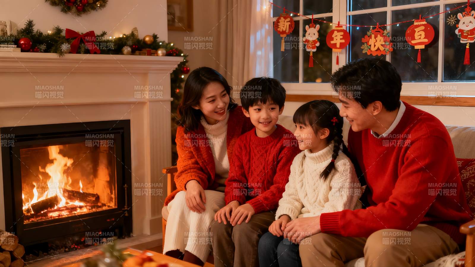温馨家庭围炉跨年图片