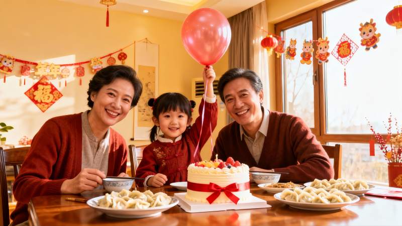 三代同堂庆团圆饭图片