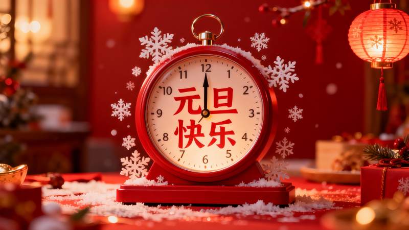 元旦红色闹钟节日装饰图片