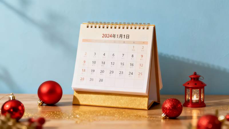 新年日历与节日装饰品图片