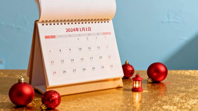 新年日历与节日装饰图片
