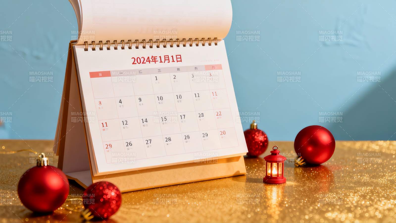新年日历与节日装饰图片