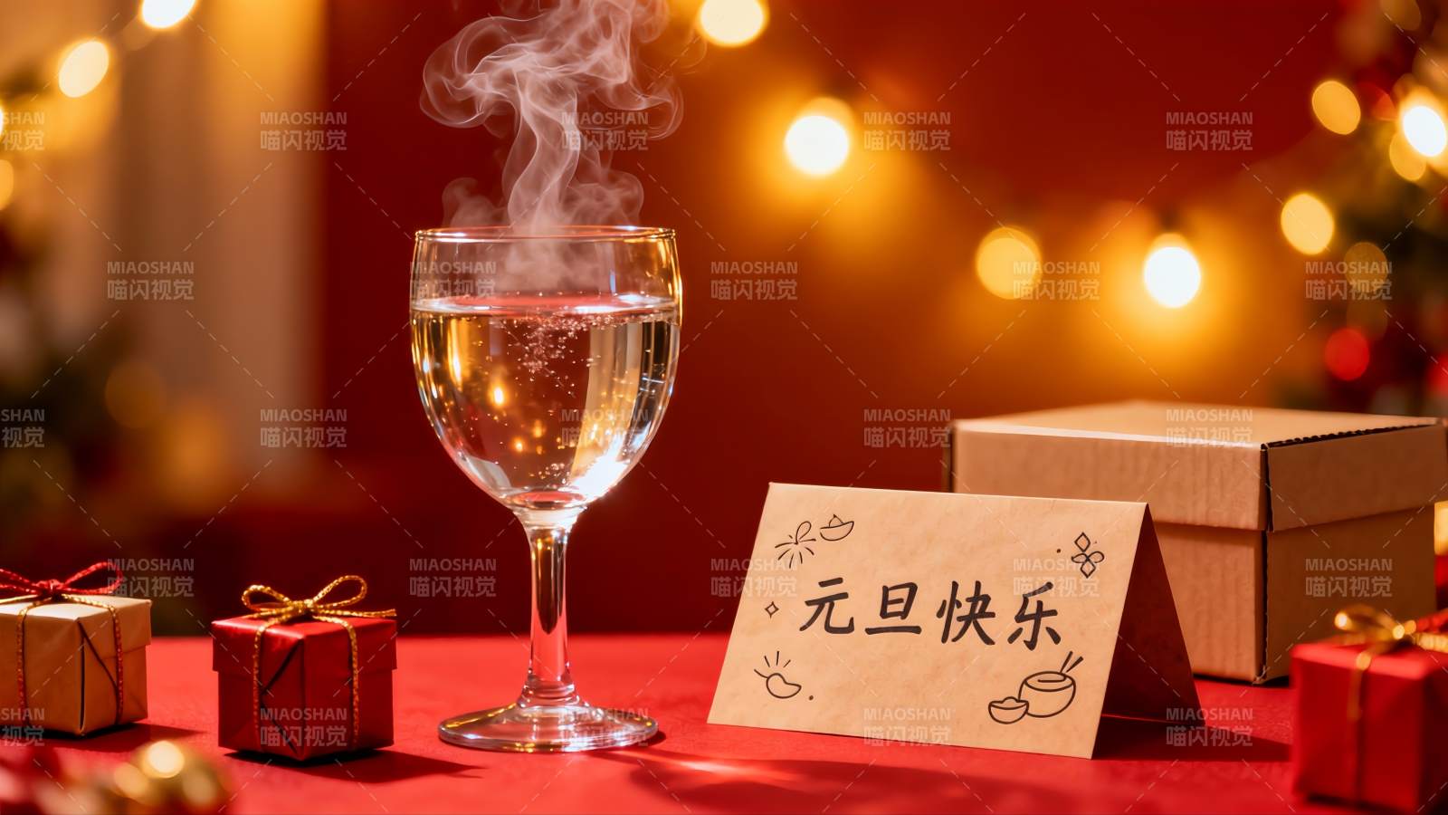 元旦庆祝饮品与礼物图片