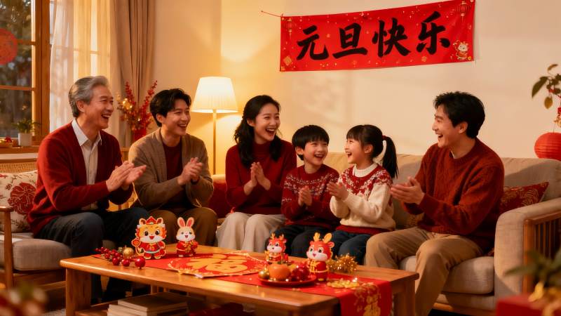 新年家庭团聚欢庆元旦图片