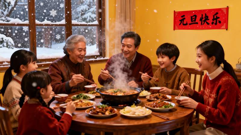 新年家庭聚餐其乐融融图片