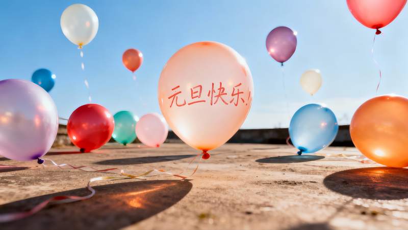 元旦节气球庆祝户外场景图片