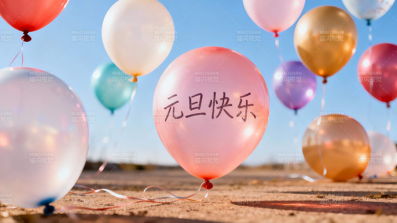 元旦节气球庆祝场景图片