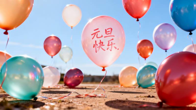 元旦节气球装饰户外场景图片