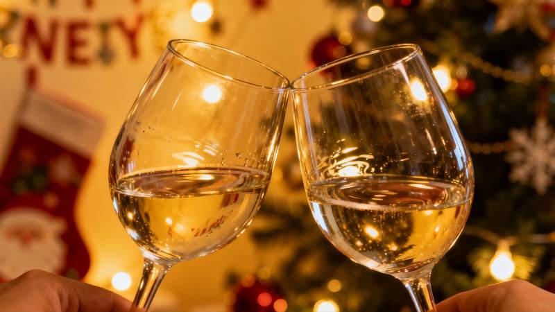 双杯红酒碰杯庆祝节日图片