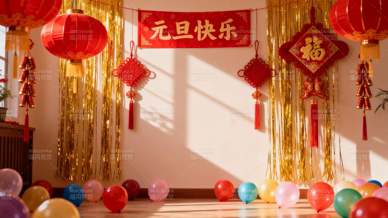 元旦室内装饰场景图片