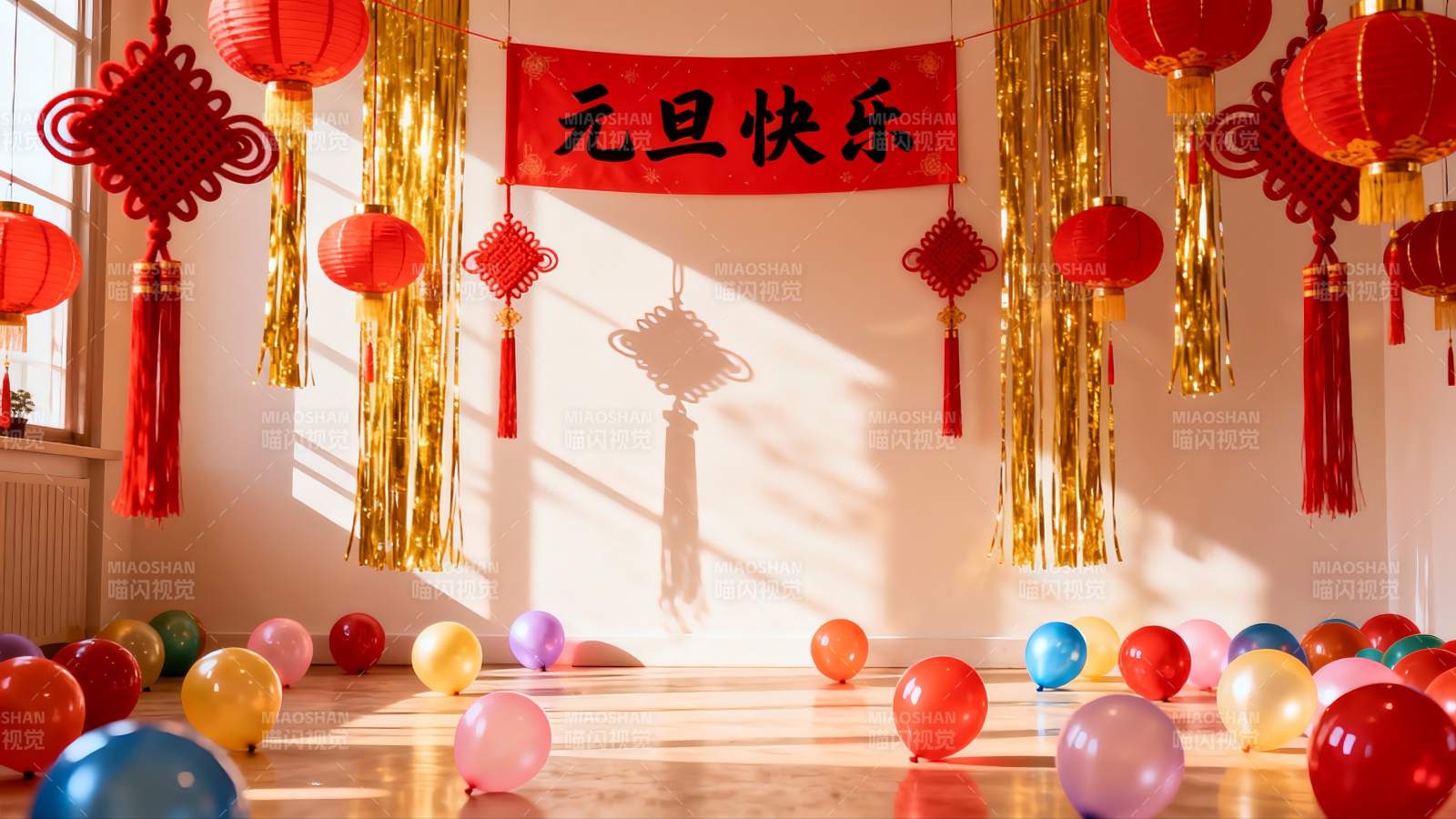 元旦室内装饰场景图片