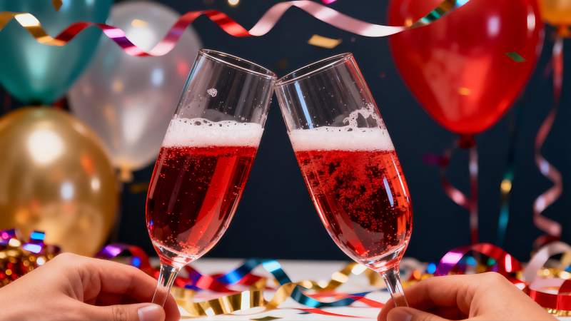 双杯香槟碰杯庆祝图片