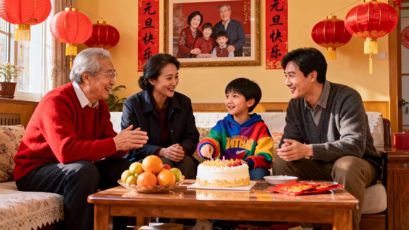 三代同堂庆元旦家庭聚会图片