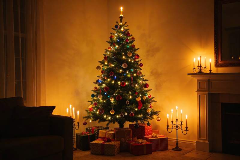 温馨圣诞夜客厅装饰图片