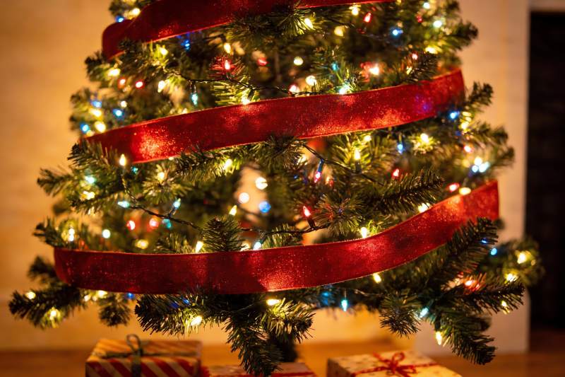 圣诞树装饰灯光礼物图片