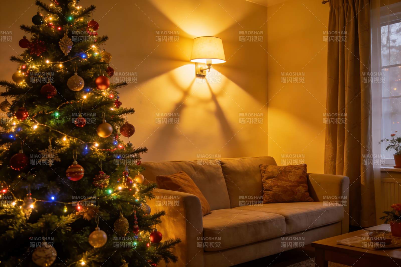 温馨圣诞夜客厅装饰图片