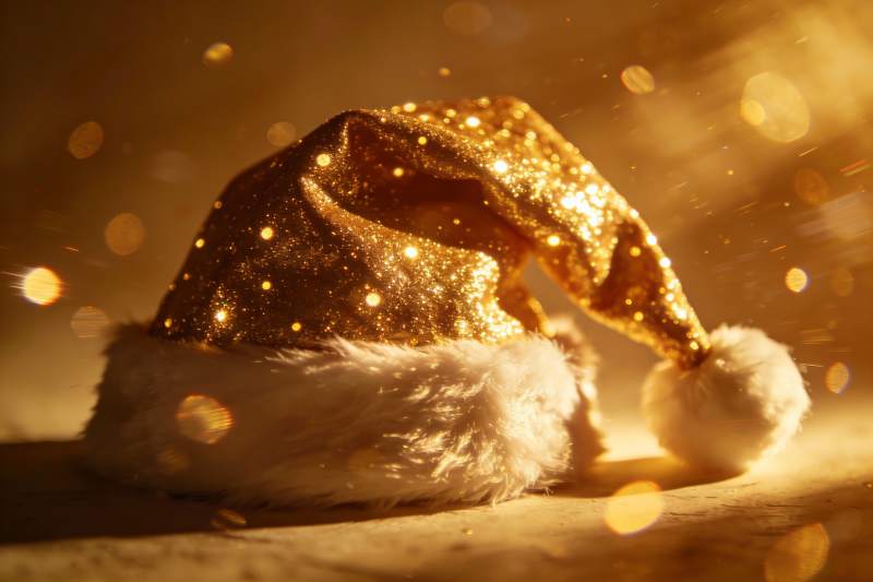 金色圣诞帽闪耀节日氛围图片