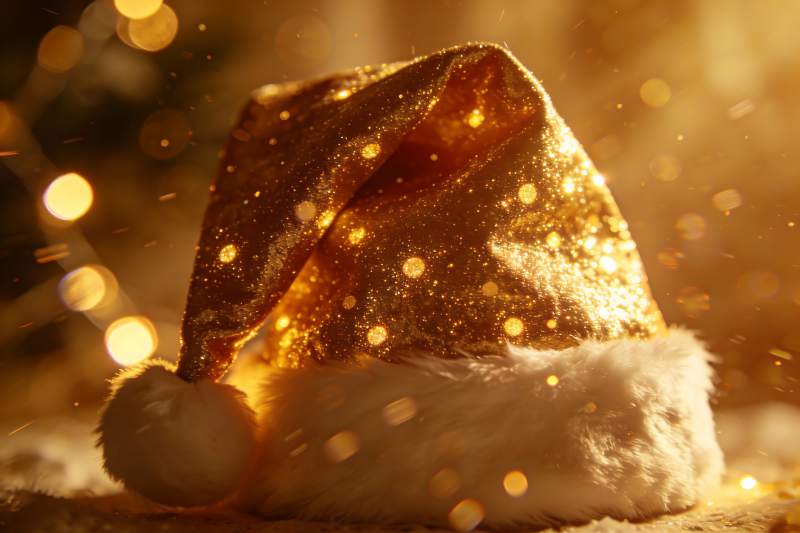 金色圣诞帽闪耀节日氛围图片