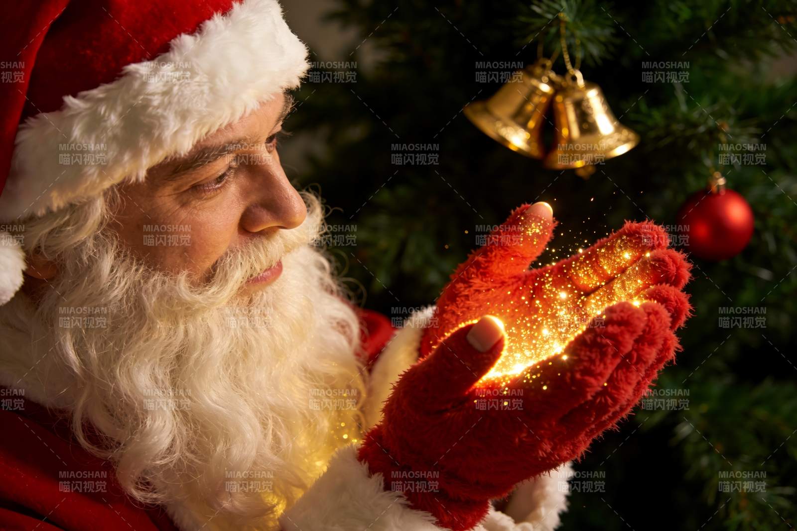 圣诞老人手发光树铃铛图片