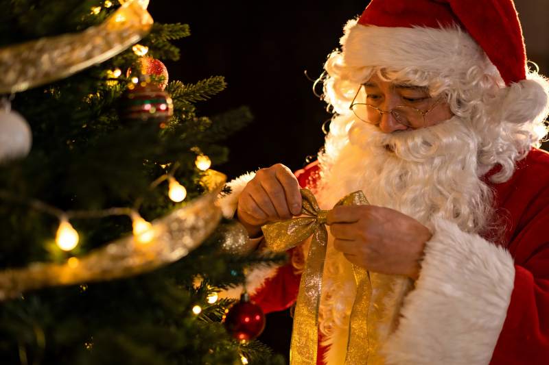 圣诞老人装饰圣诞树图片