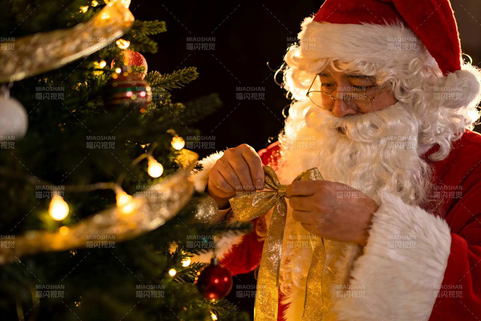 圣诞老人装饰圣诞树图片