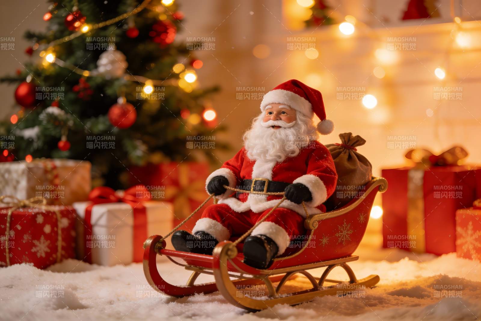 圣诞老人雪橇摆件节日装饰图片